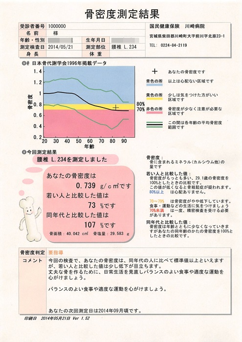 骨密度測定結果例1
